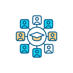 Learning environment RGB color icon. Accessible education. Building social skills with students. Platform for learners. Open university. Providing goals and feedback. Isolated vector illustration