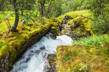 Ein Bach im Wald in Norwegen