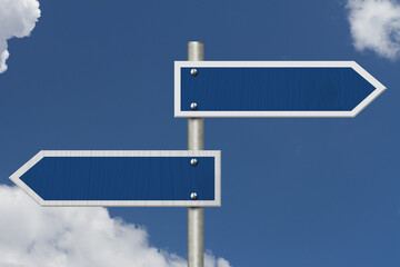 Two blank blue highway road sign