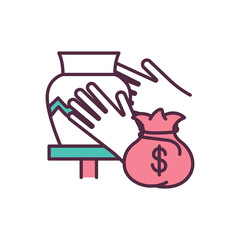 Support small business RGB color icon. Fair trade. Help for local, independent business gaining revenue. Entrepreneurship. Economic prosperity. Boosting local economy. Isolated vector illustration