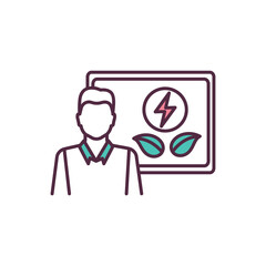 Resource productivity RGB color icon. Promoting recycling, reuse. Energy requirements reduction. Resources conservation and efficiency. Minimizing pollution and waste. Isolated vector illustration