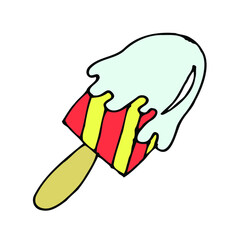 Vector color Ice cream with glazed and smudges isolated on the white background for menu cafe, bar, children food, restaurant	