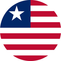 Liberia round flag icon. Business Concepts and travel icons.