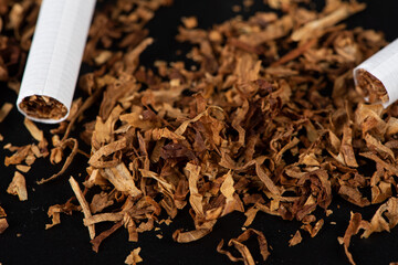 Background of cigarettes and tobacco.