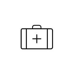 Medical bag line icon, outline vector sign, linear style pictogram isolated on white. First aid kit symbol, logo illustration. Editable stroke. Pixel perfect