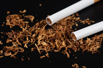 Background of cigarettes and tobacco.