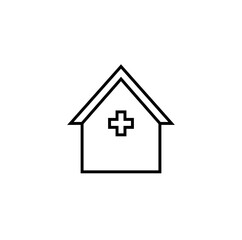 Hospital line icon, outline vector sign, linear style pictogram isolated on white. Medical building symbol, logo illustration. Editable stroke