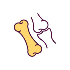 Bone donation RGB color icon. Bone tissue transplantation. Artificial joint. Replacement surgery operation. Marrow donation. Living-donor organ transplanting procedure. Isolated vector illustration