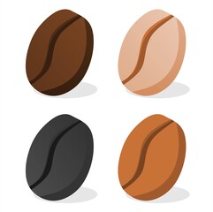 Vector illustration set of brown coffee beans for making a drink in a cafe, perfect for coffee product advertisements