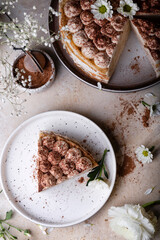 Tiramisu crepe cake with mascarpone and amaretto