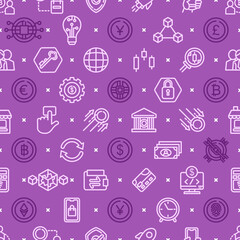 Seamless background of Digital money or crypto currency investment. Flat design for business presentation, Cover of media information.