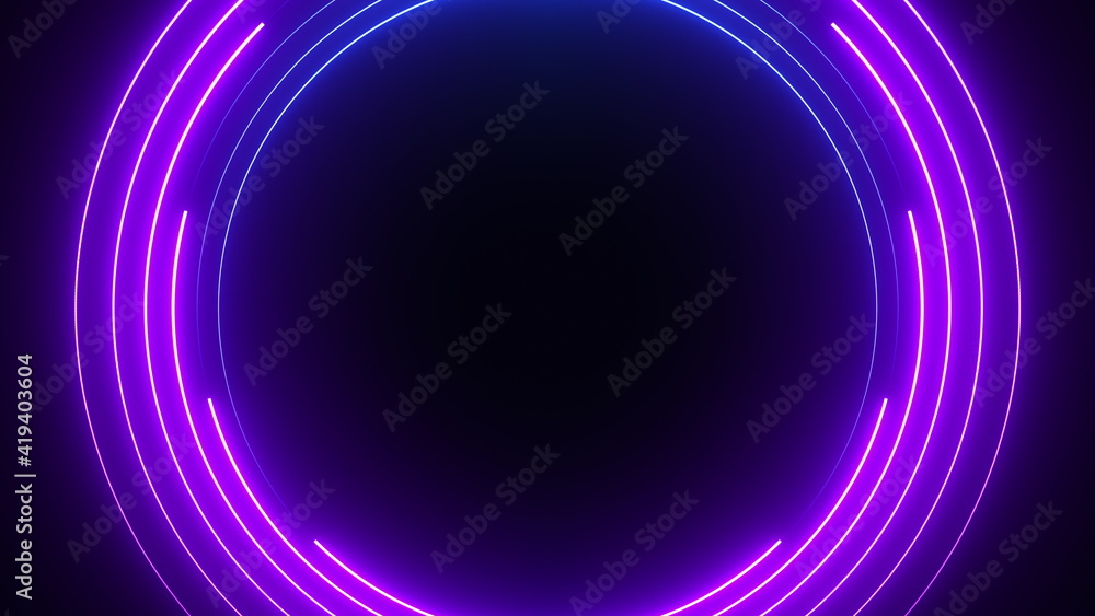 Poster abstract seamless loop neon circle. blue and purple neon circles hi-tech motion background seamless 