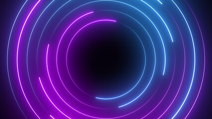 Abstract seamless loop neon circle. Blue and purple neon circles hi-tech motion background seamless loop. Video 3D animation - obrazy, fototapety, plakaty
