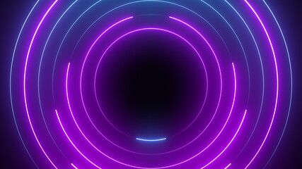 Blue and purple neon circles abstract futuristic hi-tech motion background. Video animation Ultra HD 4K 3840x2160