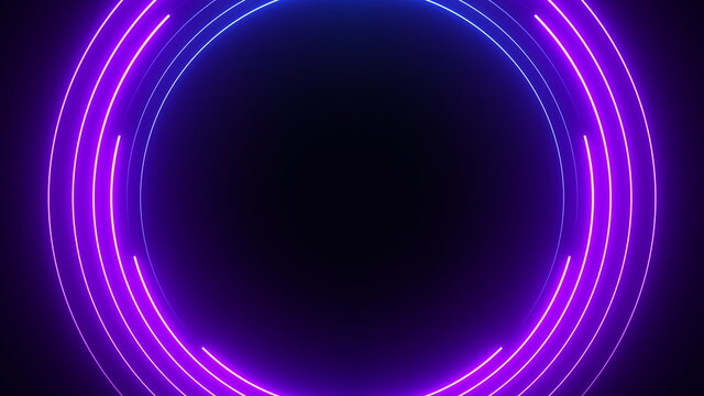 Abstract Seamless Loop Neon Circle. Blue And Purple Neon Circles Hi-tech Motion Background Seamless Loop. Video 3D Animation