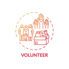 Volunteer concept icon. Family bonding tips. Random act of kindness. Support many social organizations with kids idea thin line illustration. Vector isolated outline RGB color drawing