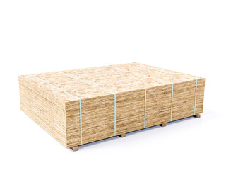 Chipboard sheets stacked on pallet