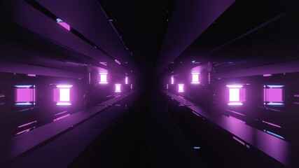 3d illustration of glowing neon corridor