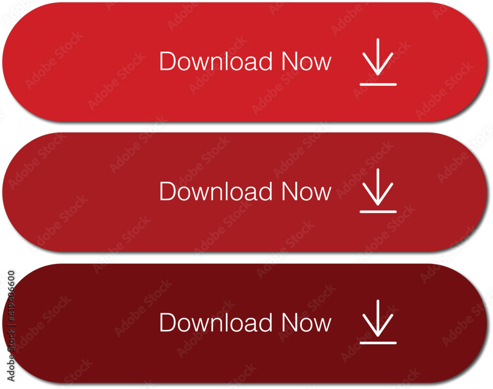 Wall mural download now button with shadows. rollover icon. website download button. simple modern concept butt