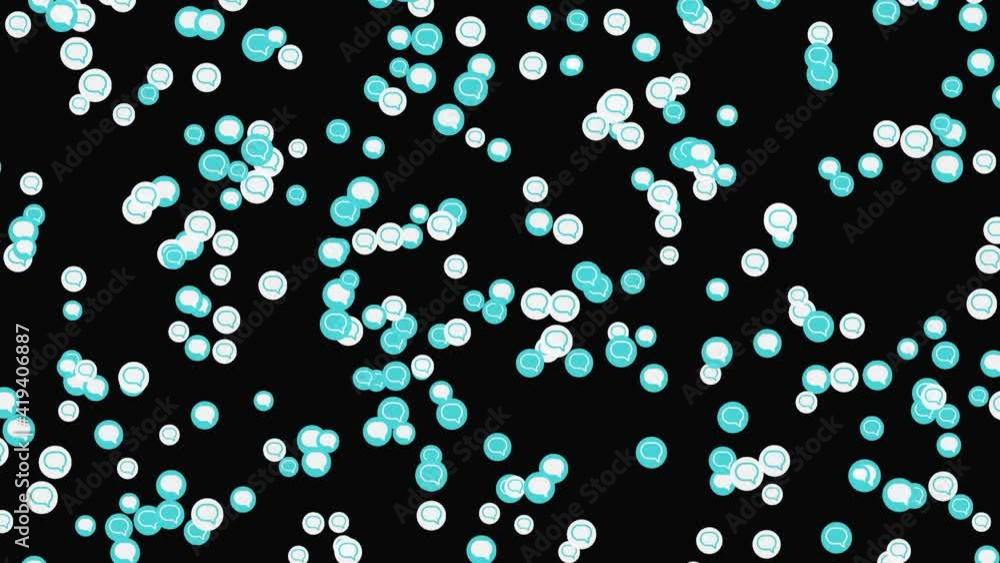 Aufkleber concept ofdigital data in social media networks. animation. white and blue tiny icons of messages or