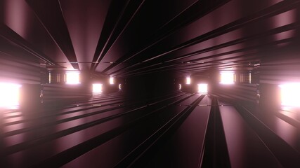 3d illustration of tunnel with neon lights