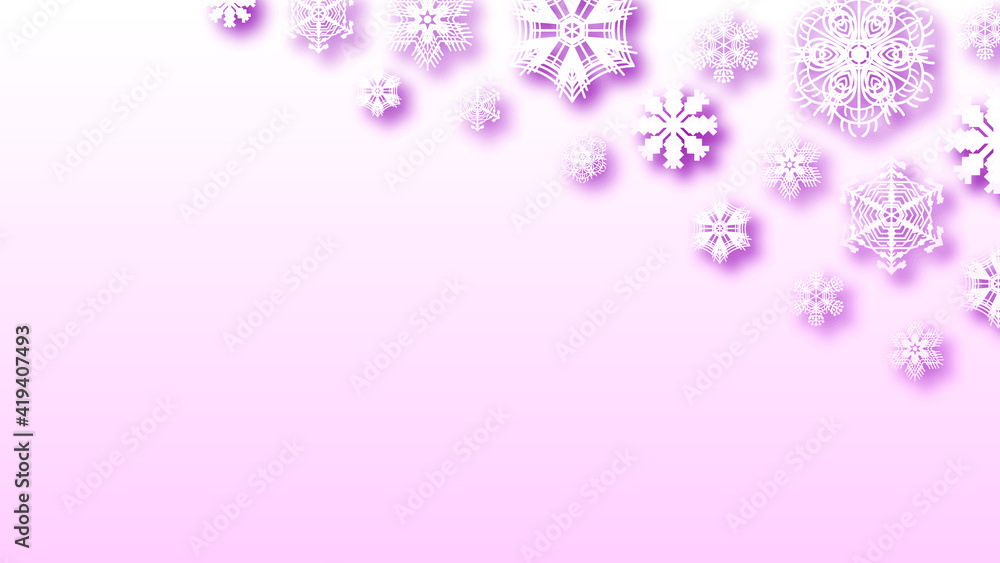 Poster abstract background winter with snowflakes shadows vector design style template
