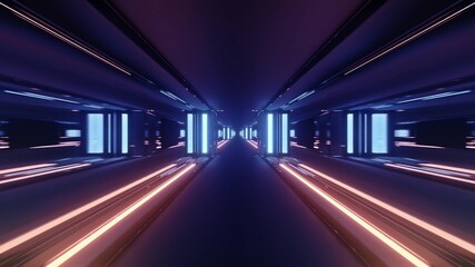 Fototapeta na wymiar 3d illustration of glowing neon corridor