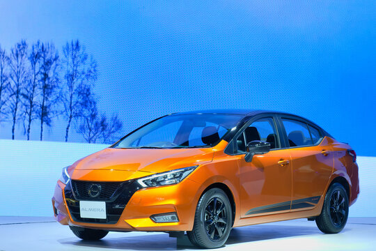 Nonthaburi-Thailand 1 DEC 2020: ALL-New Nissan ALMERA on display at The 37th Thailand International Motor Expo 2020 on 1 DEC - 13 DEC 2020 at IMPACT Challenger Muang Thong Thani