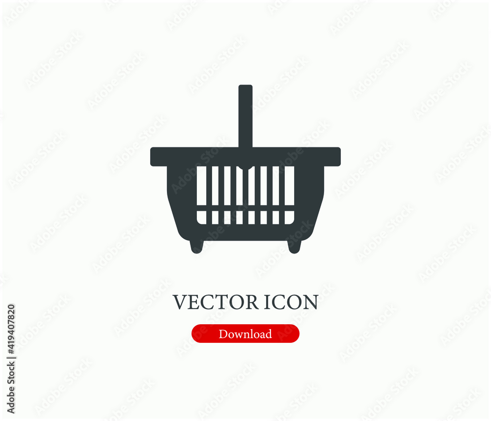 Poster shopping basket vector icon. editable stroke. linear style sign for use on web design and mobile app