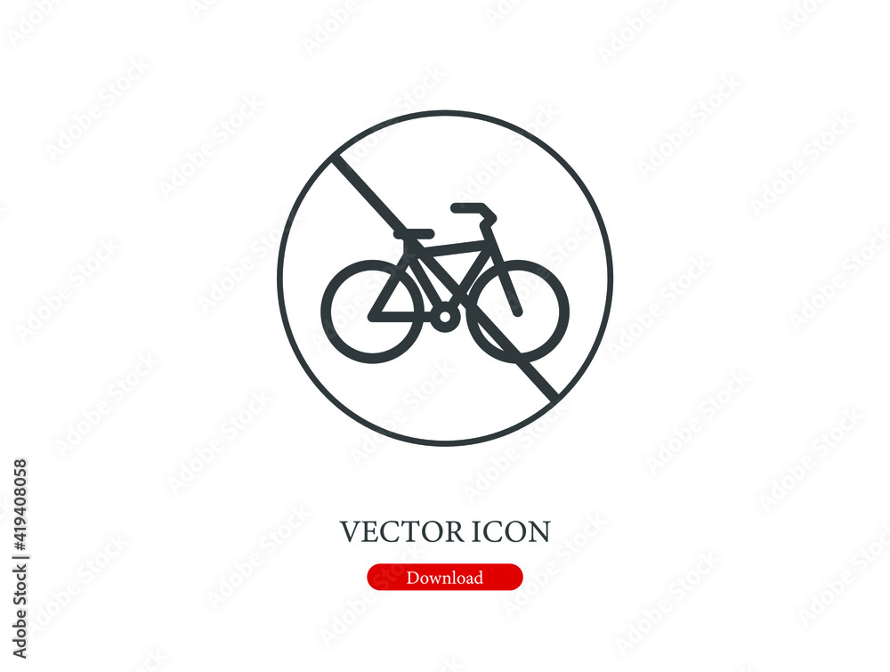 Poster no bicycle vector icon. editable stroke. linear style sign for use on web design and mobile apps, lo
