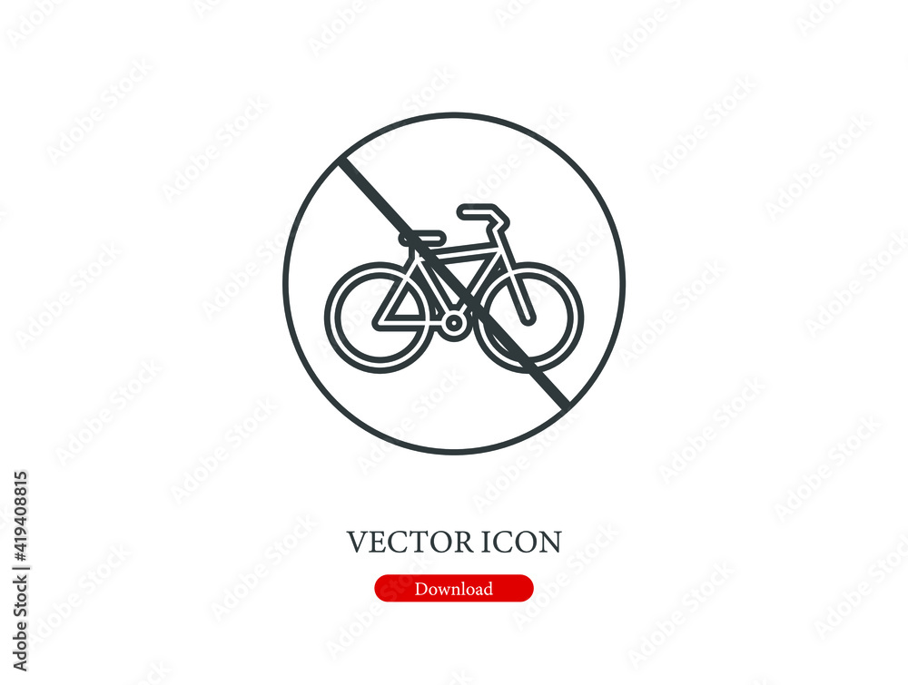 Poster no bicycle vector icon. editable stroke. linear style sign for use on web design and mobile apps, lo