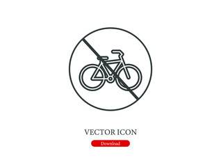 Fototapeta premium No bicycle vector icon. Editable stroke. Linear style sign for use on web design and mobile apps, logo. Symbol illustration. Pixel vector graphics - Vector
