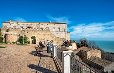 Vasto, district of Chieti, Abruzzo, Italy, Europe, viewpoint in the historic center, Amblingh loggia in the background D'Avalos palace