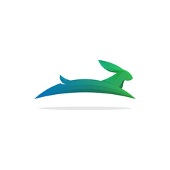 colorful rabbit running vector logo