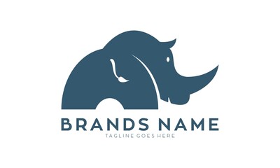 Cute rhino creative vector logo