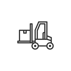 Forklift truck glyph icon. Logistic and delivery, bendi truck with box sign. Vector illustration.