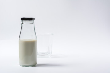 Milk bottle on white background for mockup.