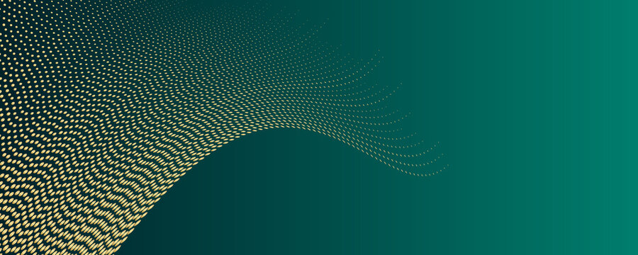 Gold Dot Halftone On Green Background