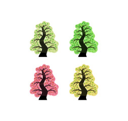 trees based on the season and weather, seasonal tree vector Hand drawn 