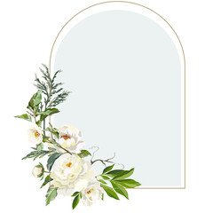 frame with white peonies
