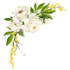 bouquet from peonies and mimosa © milavas