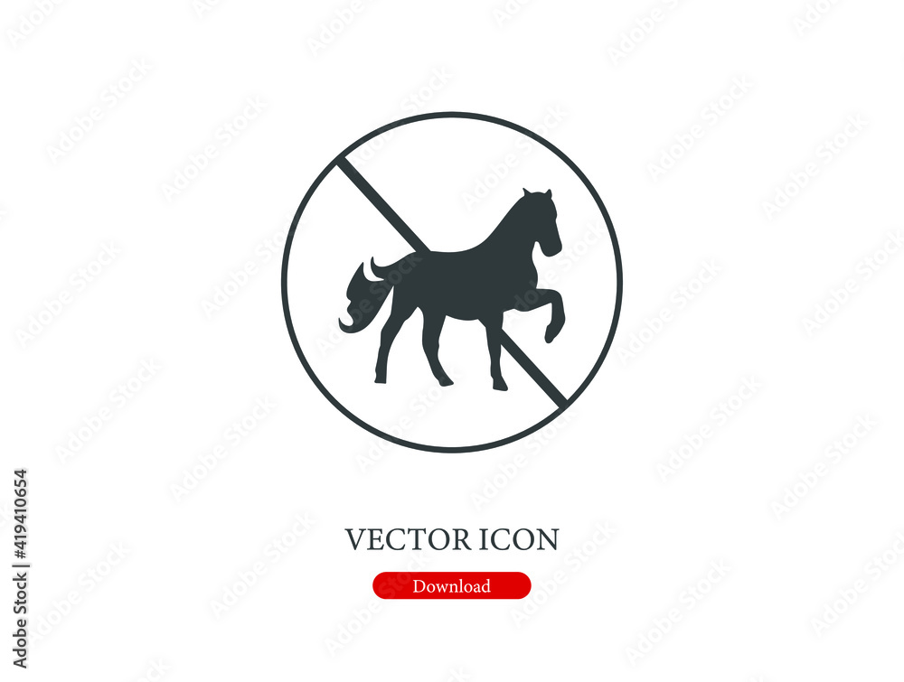 Poster no horse vector icon. editable stroke. linear style sign for use on web design and mobile apps, logo