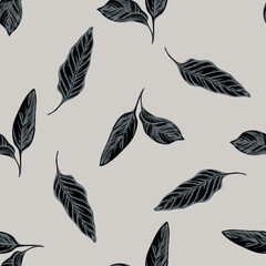 Seamless pattern with hand drawn stylized calathea