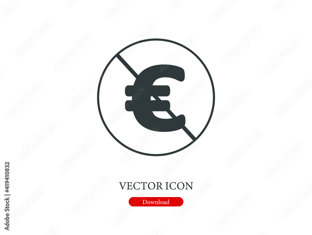 Poster no euro vector icon. editable stroke. linear style sign for use on web design and mobile apps, logo.
