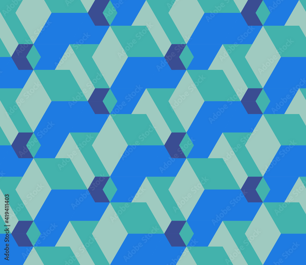 Poster spring seamless geometric pattern with the image of cubes, geometric shapes, engineering structures,