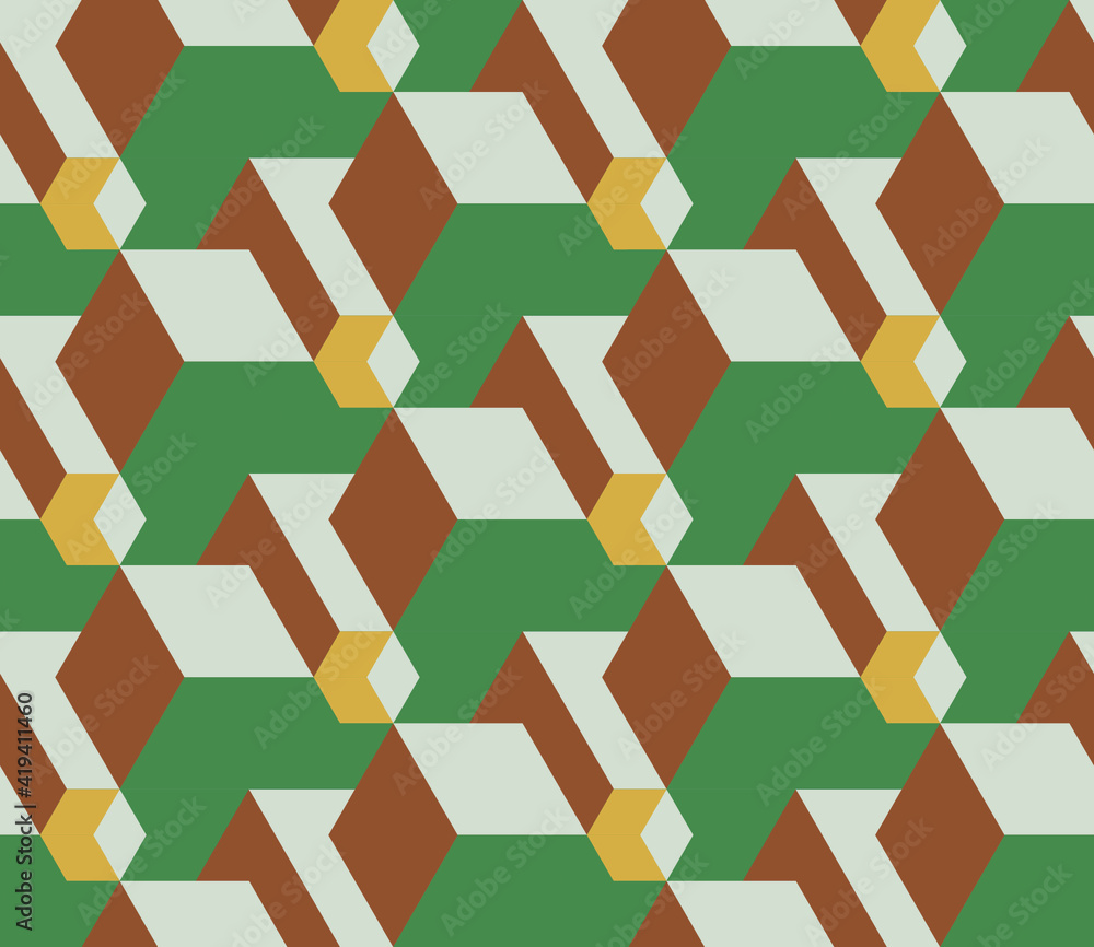 Poster spring seamless geometric pattern with the image of cubes, geometric shapes, engineering structures,