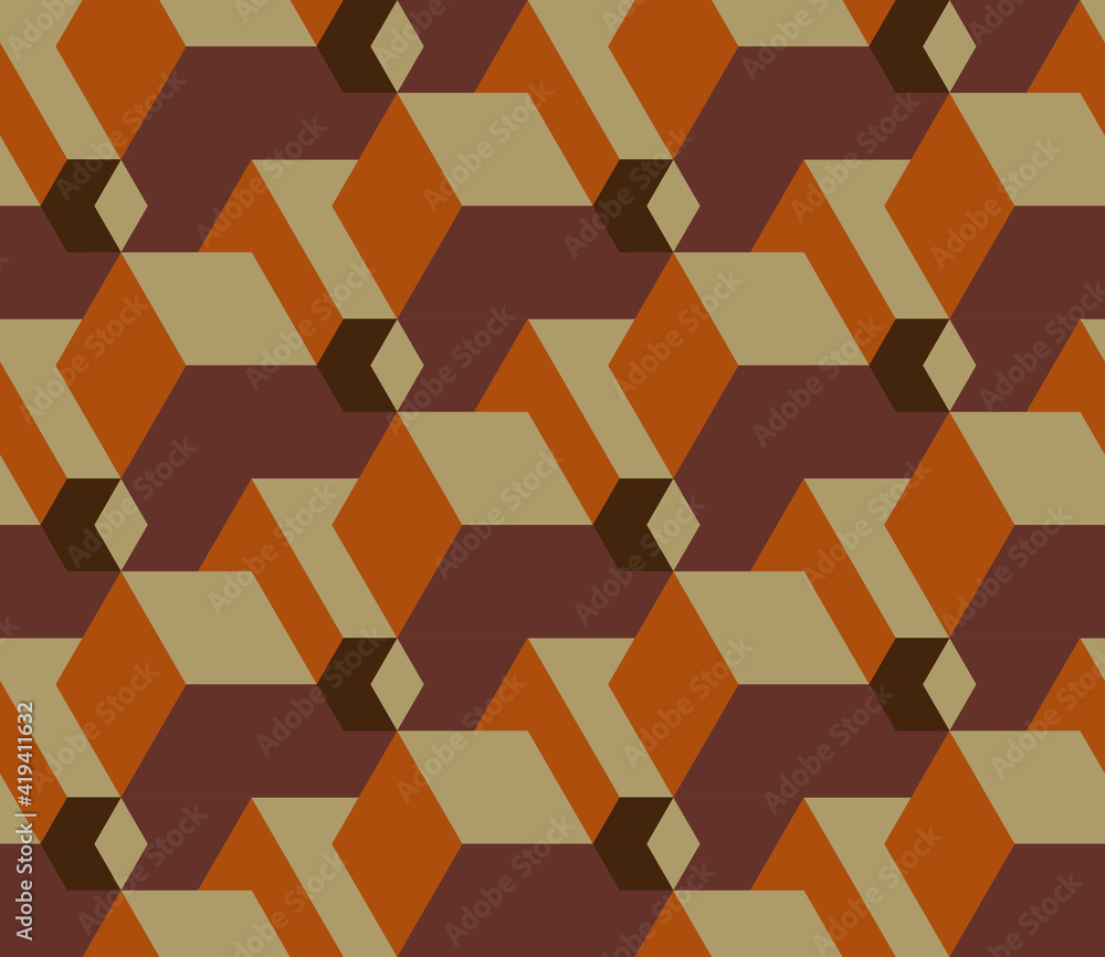 Poster spring seamless geometric pattern with the image of cubes, geometric shapes, engineering structures,