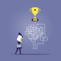 Business option for opportunity to success concept, Business decision making doubt about options concept, Decide right solution directions for success