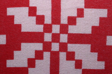 White and Red Cotton Texture Closeup Background