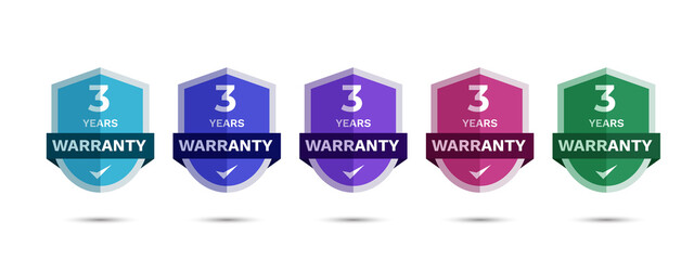 3 Years Warranty Badge Logo. Contains Such as Protection Guarantee Icon. Vector Illustration.
